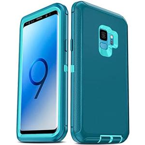 LeYi Compatible for Galaxy S9 Case, Samsung Galaxy S9 Case, 3 in 1 Full Body Shockproof Rubber Dustproof Rugged Defender Protection Case Samsung Galaxy S9 Phone Case, Teal Blue