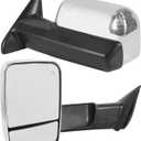 Pair Tow Side Mirror Manual Flip Fold with Heated Puddle LED Turn Signal | Compatible with 2009-2018 Dodge Ram 1500 2500 3500 2019-2024 Ram 1500 Classic Chrome