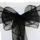 Organza Chair Bow Sash Dcor Bows Sashes for Wedding Reception Events Banquets Decoration - (Pack of 25, Black)