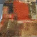Red Orange Abstract Bath Rug, Modern Art Brown Rust Painting Bath Mat Sets for Bathroom, Soft Non Slip Floor Rugs 17X29 Inch