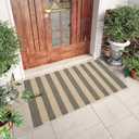 LEEVAN Outdoor Patio Rug 3x5, Washable Striped Front Porch Mat, Spring Colorful Outside Entryway Rug, Woven Welcome Doormat Tan and Black Buffalo Backyard Layered Mat for Entrance/Go Away/Deck