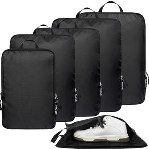 BAGAIL 6 Set Ultralight Compression Packing Cubes Packing Organizer for Travel Accessories Luggage Suitcase Backpack (Black)