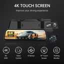 Veement 4K Rear View Mirror Camera, 10'' 4K Mirror Dash Cam with 1080P Backup Camera, Dash Cam Front and Rear for Car with Voice Control, 24H Parking Mode, Night Vision, 32GB SD Card Included