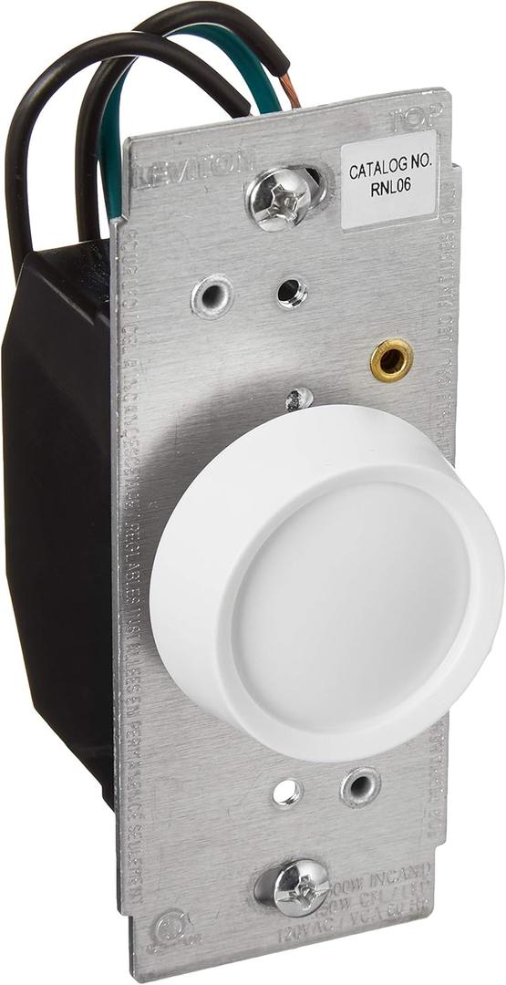 Leviton Trimatron Rotary Dimmer Switch for Dimmable LED, Halogen and Incandescent Bulbs, RNL06-10Z, White