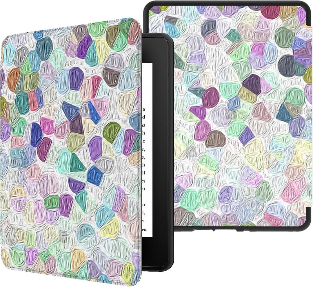 VORI Case for Kindle Paperwhite (11th Generation-2021) and Kindle Paperwhite Signature Edition, Soft TPU Lightweight Protective Smart Shell Cover with Auto Sleep/Wake, Watercolor Spots