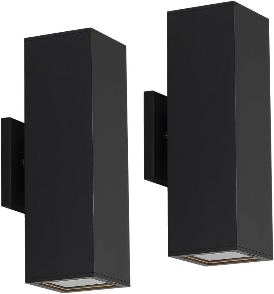 Cerdeco Aluminum Modern Outdoor Wall Light, Exterior Up Down Light Fixtures Matte Black [UL Listed] (2 Pack) (37858TZ-TWO)