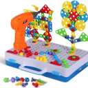 Educational Toys Building Blocks, 244 Pieces Electric Screwdriver DIY Building Toys for Boys and Girls, Educational Construction Building kit for Kids Ages 4 5 6 7 8 9 10 Year Old
