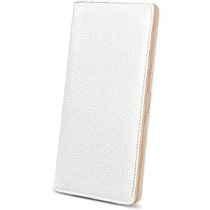 Immaturus Womens Wallet, White Slim Thin RFID Blocking Card Wallets, Bifold PU Leather Credit Card Holder Organizer, Cute Cash Clutch Long Billfold with Zipper Coin Pocket Ladies Girls Gift