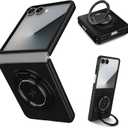 Magnetic Case for Samsung Galaxy Z Flip 7, [Compatible with MagSafe] Military Grade Shockproof Slim fit Samsung Z Flip 7 Phone Case with Magnetic Ring Kickstand, Black