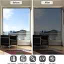 HIDBEA One Way Window Film, Daytime Privacy Sun Blocking Reflective Window Film No Glue Static Cling Heat Control Window Tinting Film for Home and Office, Black Silver, 55.1 x 196.86 Inch