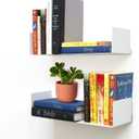 Floating Bookends Wall Mounted Metal Display Shelf (Set of 2) White
