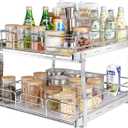 VEVOR 2 Tier 20"Wx21"Dx15"H Pull Out Cabinet Organizer, Heavy Duty Slide Out Pantry Shelves, Chrome-Plated Steel Roll Out Drawers, Sliding Drawer Storage, 21.5"Wx22"Dx18"H Install Size for Cabinet