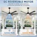 96 Inch Large Industrial Ceiling Fan with Lights, with Reversible Dc Motor, 3 Downrods, 6 Speed Remote Control, 8 Aluminum Blades, Black Outdoor Fans for Shop/Gym/Warehouse/Garage