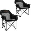 FAIR WIND 2 Pack Oversized Padded Camping Chair Heavy Duty Quad Fold Arm Chair Portable for Outdoor - Support 450LBS, Black (Twin Pack)