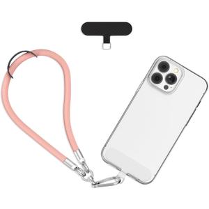 Phone Wrist Strap - Universal Multi-functional Polyester Woven Wristband For Mobile Phones, with Two Tether Tabs and One Leather Buckles (Orange-pink)