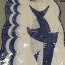 Luxury Shark Bathroom Rugs, Cute Blue Bath Mat with Navy Blue Wave Design, Extra Soft Microfiber Non-Slip Mat for Tub & Shower,Trendy Aesthetic Fun Preppy Decor, 1'11" x 1'4"