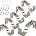 Frienda 6 Pcs Curtain Rod Brackets Adjustable Holder Wall for 1 Inch Diameter Curtain Rod General Bracket Hooks with Screws (Tinned Silver)