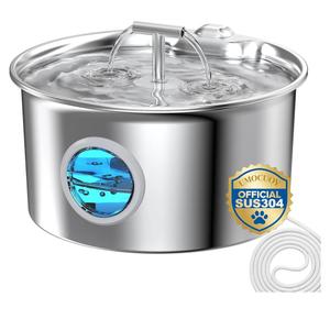 Cat Water Fountain Stainless Steel: 2.6L Cat Fountain for Drinking - Pet Water Fountain for Cats Indoor - Automatic Pet Water Dispenser Bowl - Best Auto Feeding Supplies Gift for Small Dog Large Kitty