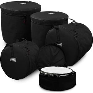 5-Piece Drum Case Set - Travel Bags for Standard Kits, Includes 22" Kick Bag, 12" / 13" / 16" Tom, and 14" Snare, Thick Padding for your Drum Accessories Protection (Black)