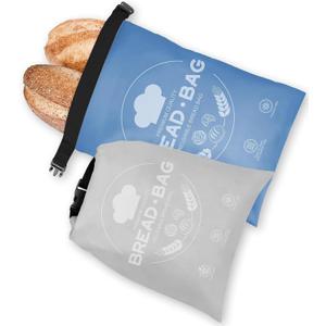 Bread Bags for Homemade, Beeswax Reusable Bread Bag for Sourdough 2-Pack, Large Reusable Waxed Food Storage Bag to Keep Sourdough Fresh, Freezer-Safe, Eco-Friendly (Blue&Grey)