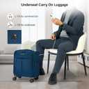 Hanke Underseat Carry On Luggage with Wheels, Lightweight Small Suitcase Airline Approved 16 Inch Softside Personal Item Travel Bag for Women Men, Compact Under Seat Luggage with Spinner Wheels.(Blue)