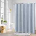 Boho Long Shower Curtain, 72 x 78, Elegant Tufted Striped Leaf Textured Shower Curtain, Soft Privacy Protect with 12 Hooks, Machine Washable, Fog Blue