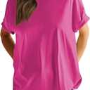 EVALESS Womens Fashion Summer Tops 2025 Crewneck Short Sleeve T Shirts (M)