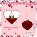 Riceshoot 24 Pcs Valentine's Day Flocked Heart Ornaments Romantic Red Heart Hanging Decorations Baubles for Small Tree Valentines Party Home Decor
