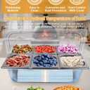 Kalolary 7 Grids Stainless Steel Topping Containers with Flip Lids