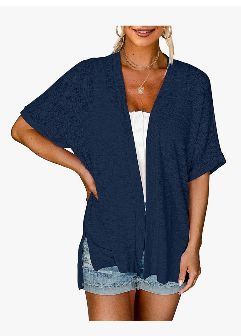 MEROKEETY Womens 2025 Summer Lightweight Cardigan Short Sleeve Open Front Casual Loose Cover Ups, Size XXL