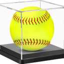 Hooqict Softball Display Case Clear Acrylic Ball Holder UV Protected Softball Case Display Box Championship Square Box for Golf Tennis Game Ball Baseball (1 Pack)