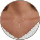 Annika Bella Cross Necklace for Women, 16-18 Inches Silver/Gold Chain, Women's Small Simple Cross Necklaces Religious Charm Jewelry, Faith Gift for Her