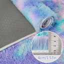 Super Soft Fluffy Living Room Area Rug 2x6 ft Purple Rainbow Tie-Dyed Shaggy Furry Carpet Washable Non-Slip Carpets Bedroom Bedside Nursery Rug Cute Colorful Room Decor for Girls