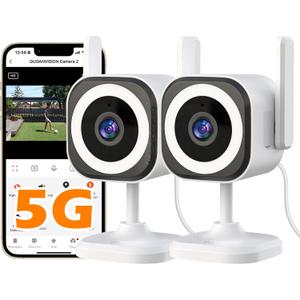 5G Outdoor/Indoor Security Camera,1080P Baby Monitor Cameras for Bedroom/Elder/Dog/Pet Camera,IP66 Waterproof,Night Vision, Motion Detection, Alarm Siren, Two-Way Talk, SD/Cloud -2Pack