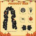 Black Halloween Garland - 2X 6.6FT Black Maple Leaf Vine Fall Garland, Halloween Decoration for Fireplace Mantel, Stairs, Wall, Home and Party Decor