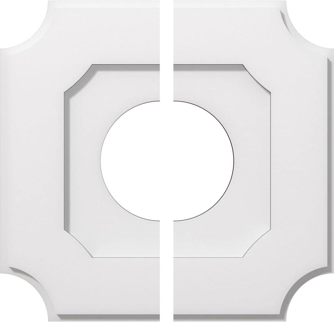 Ekena Millwork CMP16LE2-06000 Locke Architectural Grade PVC Contemporary, Two Piece Urethane Ceiling Medallions 16"OD x 6"ID x 9 1/2"C x 1"P