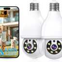 2K Light Bulb Security Camera 5G&2.4G WiFi Security Cameras Wireless Outdoor Indoor,360Bulb Cameras for Home Security Outside Indoor,Motion Detection and Alarm,Two-Way Talk,Color Night Vision 2 Pack