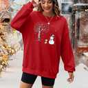 EGELEXY Snowman ShIirt for Women Christmas Snowman Sweatshirts Christmas Tree Outfits Merry Lightweight Pullover Tops (Red, L)