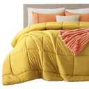 Bedsure Comforter Duvet Insert - Quilted Comforters King Size, All Season Duvet, GentleSoft Down Alternative Bedding, with 8 Tabs, Gifts for Women/Men, Mustard Yellow, King 90 x 102 Inches