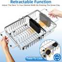 romision Expandable Dish Drying Rack Over The Sink Small Metal Stainless Steel Plate Holder for Compact Kitchen, Space Saving Modern Silver Hanging Drainer