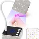 UV LED Nail Lamp, Mini UV Light for Gel Nails Polish, Rechargeable with 4 Timers, Nail Dryer, Quick Drying Cordless Goosenecks Home Nail Salon DIY Manicure (M9-White Diamond)