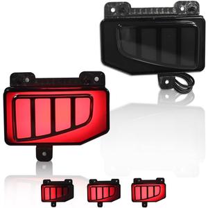 Sequential Dynamic Rear Fog Bumper Reflector Brake Tail Lights For 2020-2023 Je-ep Gladiator, Smoked Lens Red LED DRL Turn Signal Lights, [Super Bright & Safer] Rear Tail Light Lamps, 1 Pair