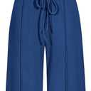 PRETTYGARDEN Women's Summer 2 Piece Loungewear Set Cropped Tank Top Wide Leg Sweatpants Tracksuit Casual Outfits (Medium, Dark Blue)