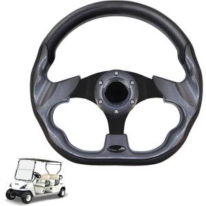LOSCHEN Golf Cart Steering Wheel Universal Design Fit for Club Car Ds and Precedent EZGO RXV & TXT, Fit for Yamaha Golf Cart Steering Wheel-Black Square