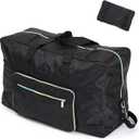Large Foldable Travel Duffel Bag, Sports Tote Gym Bag For Women with Trolley Sleeve Weekender Overnight Carry On Checked Luggage Bag Hospital Bag Tote Shoulder Handbag Bag (black)