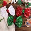 3 x Christmas Hair Accessories - Sequins Bows Alligator Clips with Clips for Girls, Women, Toddlers in Red, White, Green