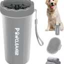 Comotech Dog Paw Washer with Bath Brush - Large, Grey (with 3 Absorbent Towels, Adjustable Handle for Long & Short Haired Dogs)
