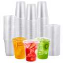 FOCUSLINE 200 PACK 12oz Clear Plastic Cups, Disposable Cold Drinking Cups, 12 Ounce Clear Cups with Flat Lids with Holes for Smoothie, Milkshake, Bubble Tea, Parfait
