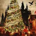 2 x 8PCS Christmas Wizarding Theme Banners Harry Party Ornaments for Xmas Tree Printed Footprint Rustic Wizard Burlap Ribbon Ornaments Magical Christmas Decoration for Vintage DIY Holidays Party Supplier