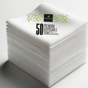 DAVELEN Disposable Large Luxury Towels (50-Count) Spa and Salon Quality Softness for Guests, Clients | Hair, Face, Body Use | Luxurious Comfort, Ecofriendly | Towels Size: 31.5 x 15 (White)